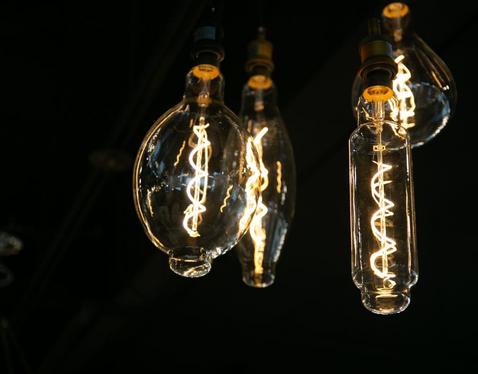 LED light bulbs up close